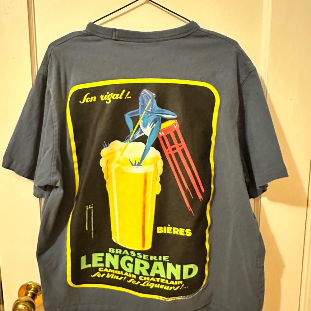 Brasserie L’Engrand Graphic T-Shirt – Blue-Grey – Boxy Fit (Men’s M / Women’s L)